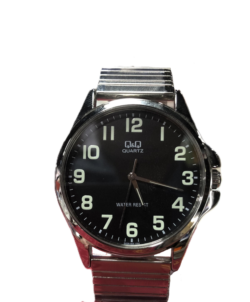 Montre Q&Q quartz acier argenté cadran noir