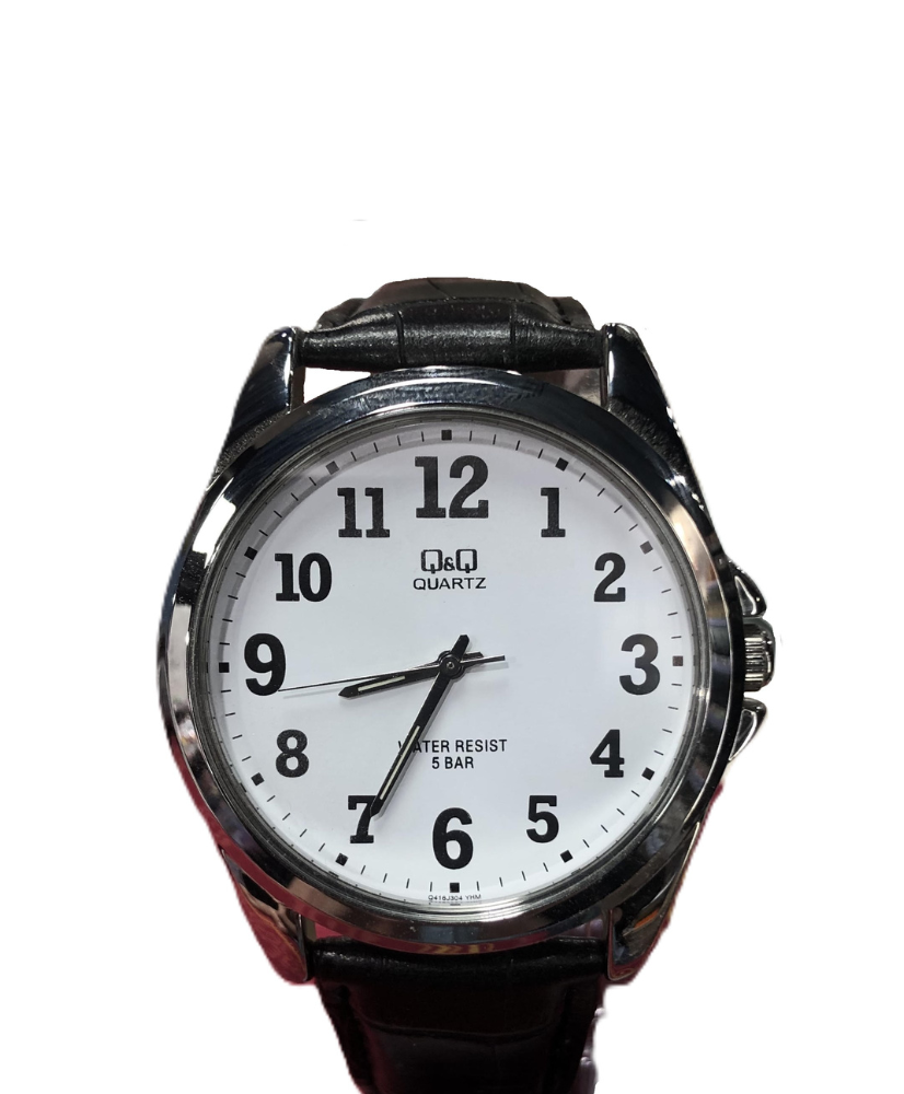 Montre Q&Q quartz bracelet noir cadran blanc