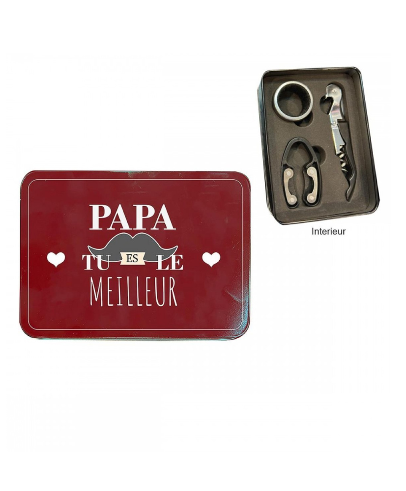 Coffret Vin boite métal "Papa tu es le meilleur"