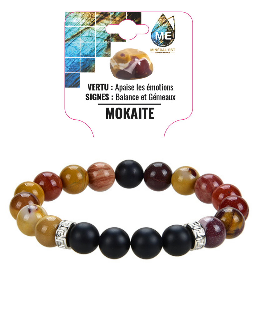 Bracelet HOMME Mokaïte + Onyx dépoli
