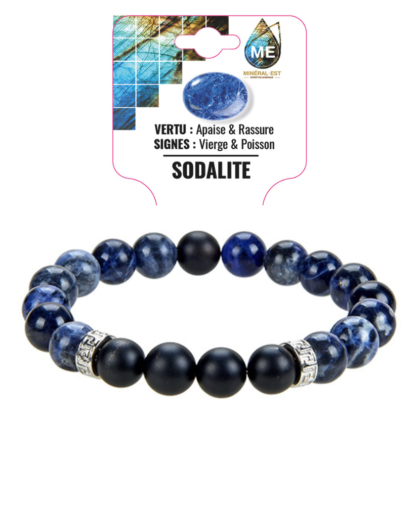 Bracelet HOMME Sodalite + Onyx dépoli