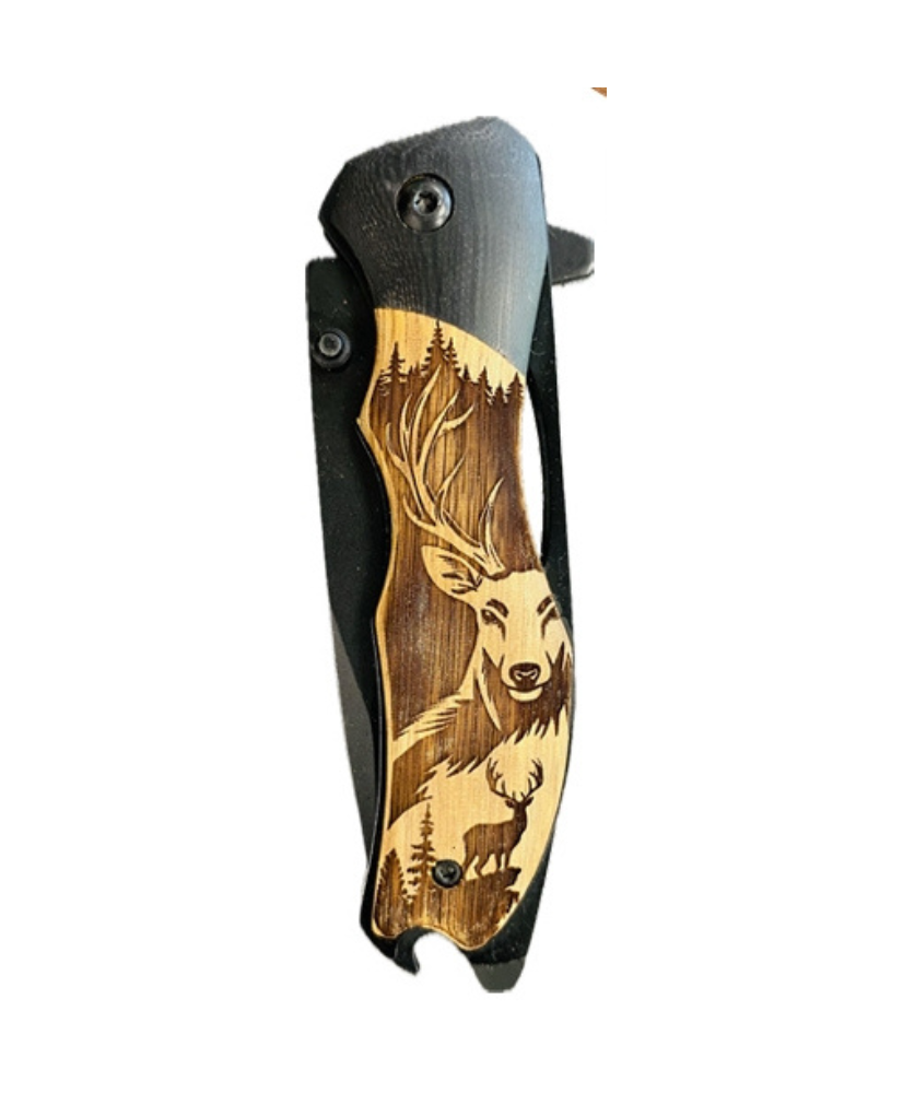 Couteau de survie gravé décapsuleur