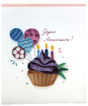 Carte les petits pétales 3D - Joyeux anniversaire cupcake