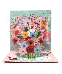 Carte carrée magique 3D - Bouquet avec de grosses bises