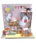 Carte carrée magique 3D - anniversaire animaux