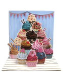 Carte carrée magique 3D - cupcake