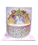 Carte carrée magique 3D - gateau licorne magique anniversaire