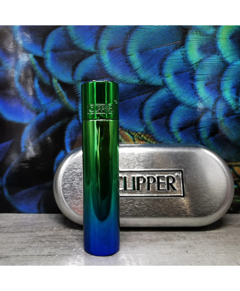 Clipper métal brillant "PEACOCK" & son étui