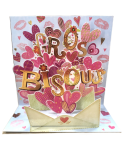 Carte carrée magique 3D - gros bisous coeur