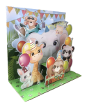 Carte carrée magique 3D - gros bisous annimaux