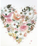 Carte charmed strass - coeur feuilles dorées