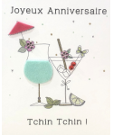 Carte charmed strass - Joyeux anniversaire tchin tchin