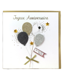 Carte charmed strass - Joyeux anniversaire hip hip hip