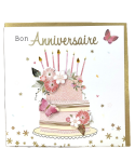 Carte charmed strass - bon anniversaire gateau