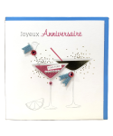 Carte charmed strass - Joyeux anniversaire tchin tchin