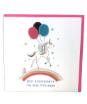 Carte charmed strass - licorne ballons