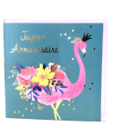 Carte charmed strass - flamant rose joyeux anniversaire