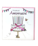 Carte charmed strass - joyeux anniversaire bougies