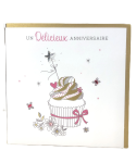 Carte charmed strass - un délicieux anniversaire cupcake