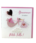 Carte charmed strass - Bienvenue à votre petite fille