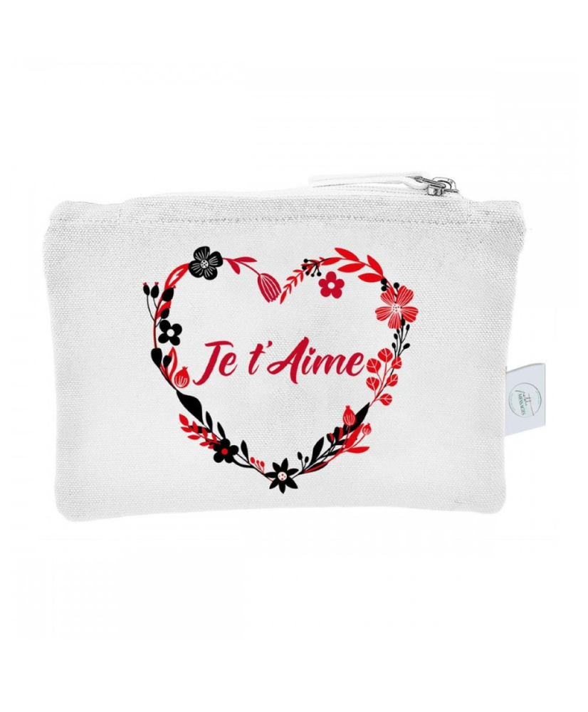 Pochette coeur fleur je t'aime