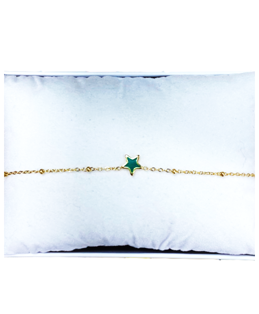 Bracelet acier étoile verte