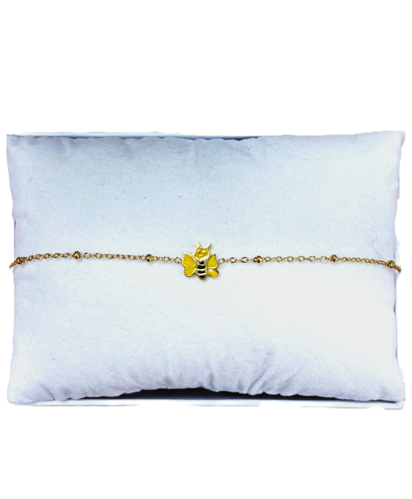 Bracelet acier abeille jaune