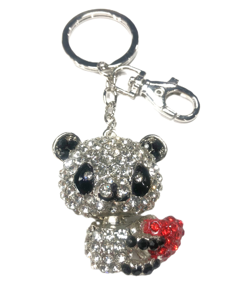 Porte-clés strass - Panda coeur